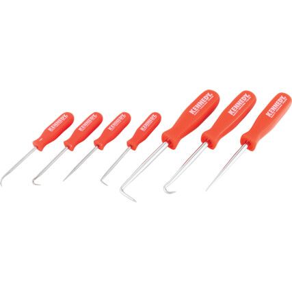 Pick & Hook Set, 135mm/210mm, With (2) 90° Tip/(2) Hook Tip/(2) Straight Tip/Combination Tip/Plastic Case, Handle Contoured