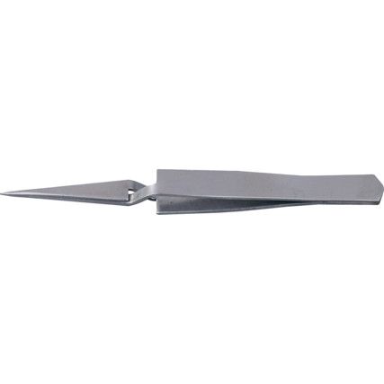 115mm, Sharp Nose Cross Pattern Tweezers, Stainless Steel