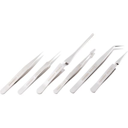 115mm, Precision Tweezers, Stainless Steel, Set of 6