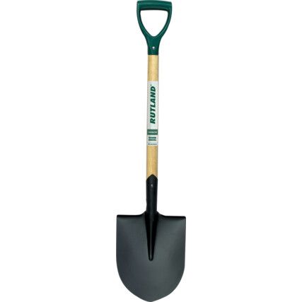 Round Mouth Shovel, 980mm Overall Length, D-Grip Handle, Carbon Steel Blade