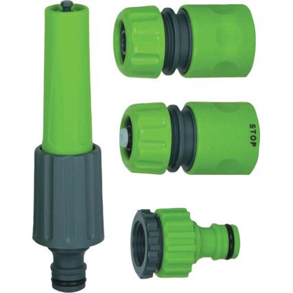 Spray Nozzle, 1/2in, Plastic Material, Grey/Green, Set of 4