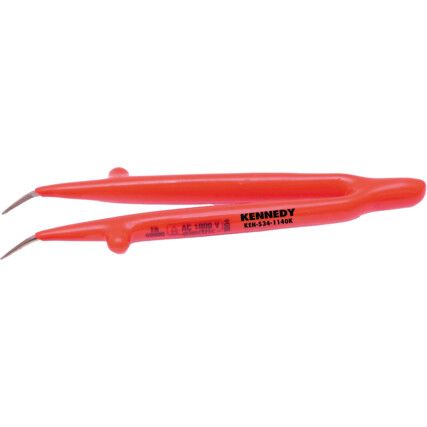 145mm, Bent Nose Tweezers, Insulated, ESD, Stainless Steel