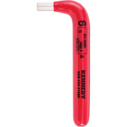 Hex Key, Insulated L-Handle, Hex, Metric, 6mm