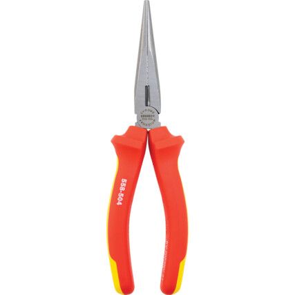 Needle Nose Pliers, Serrated, High Carbon Alloy Steel, 205mm, VDE