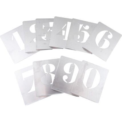 0 to 9, Steel, Stencil, 50mm, Set of 10