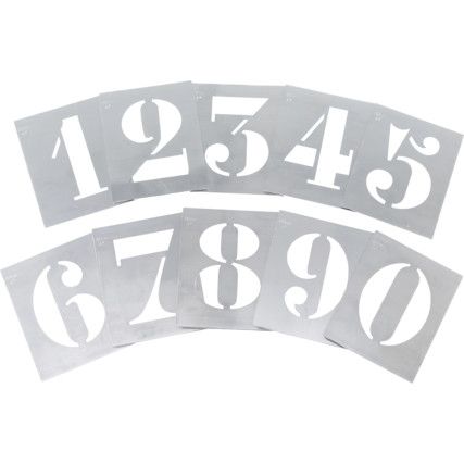 0 to 9, Steel, Stencil, 100mm, Set of 10