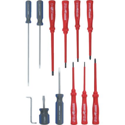 Flared/Parallel/Phillips, Screwdriver Bit, Set of 12