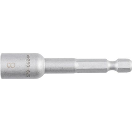 Screwdriver Bit, 8mm, Socket, 1/4" Hex