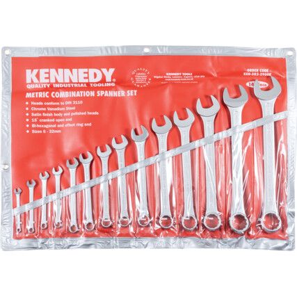 Metric, Combination Spanner Set, 6 - 32mm, Set of 14, Chrome Vanadium Steel