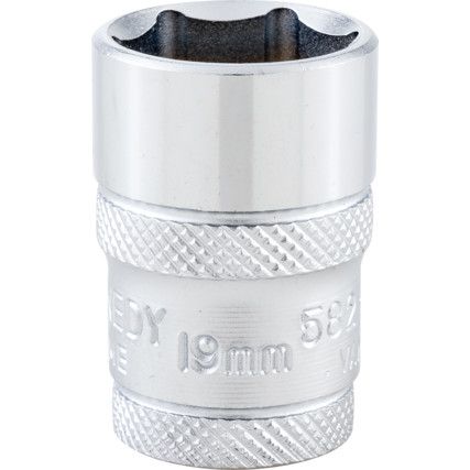 1/2in. Drive,  Hexagon Socket, 19mm,  Metric,  6 Point