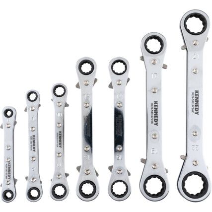 Metric, Ratchet Spanner Set, 6 - 22mm, Set of 7, Chrome Vanadium Steel