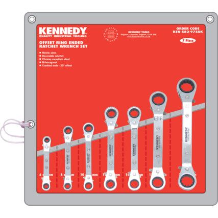 Metric, Ratchet Spanner Set, 6 - 22mm, Set of 7, Chrome Vanadium Steel