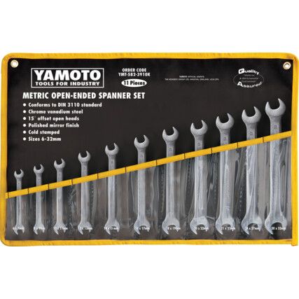 Metric, Open Ended Spanner Set, 6 - 32mm, Set of 11, Chrome Vanadium Steel