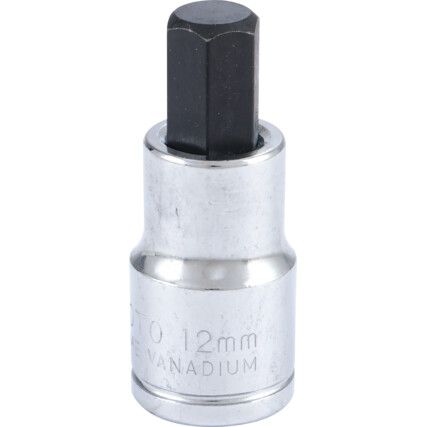 1/2in. Drive,  Hexagon Bit Socket, 12mm,  Metric