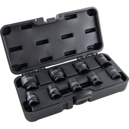 1/2in. Drive Impact Socket Set, 9 Piece, Metric