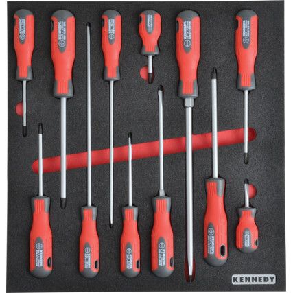 12 Piece Pro-Torq Screwdriver Set in 2/3 Width Foam Inlay for Tool Cabinets