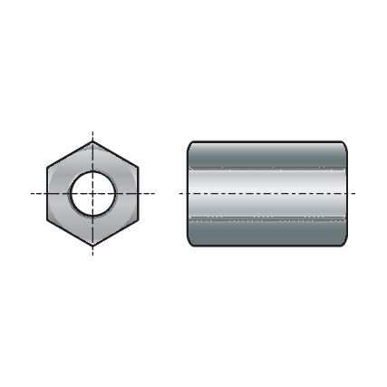 Threaded Rod, Studding Connector, Steel, 4.8, Zinc Plated, M6 x 18mm