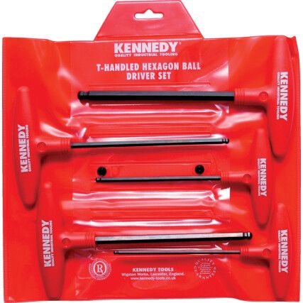 Hex Key, L-Handle, Hex Ball, Metric, 4-10mm, 5-piece