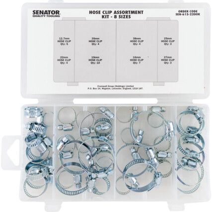 40 PCE HOSE CLIP ASSORTMENT-8 POPULAR SIZES KIT