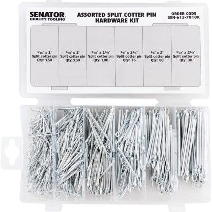 ASSORTED SPLIT COTTER PINS KIT 555-PCE