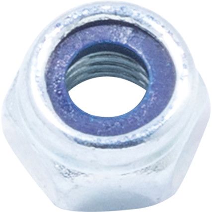 M4 Steel Lock Nut, Nylon Insert, Bright Zinc Plated, Material Grade 8