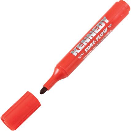 Permanent Marker Pen, Red, Medium, Bullet, Non-Retractable, 1 Pack