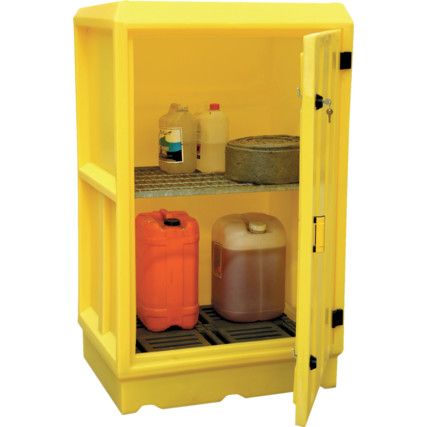 Drum Storage Cabinet, 100L Capacity, Polyethylene, 740mm Overall Depth, 920mm Overall Width, 1520mm Overall Height