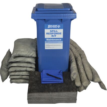 Maintenance Spill Kit, 120L Absorbent Capacity Per Kit, 95 x 47 x 54cm, Wheeled Bin