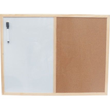 COMBINATION MAG DRYWIPE/CORK BOARD 900x600mm WOOD