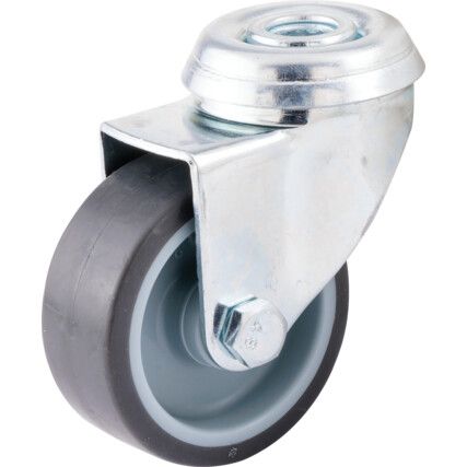 Light Duty, Castor, 50mm, Unbraked, Swivel, Bolt Hole, Rubber, Grey