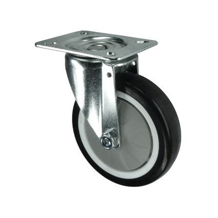 Light Duty/Medium Duty, Castor, 75mm, Unbraked, Swivel, Top Plate, Polyurethane, Black