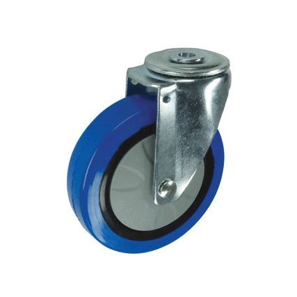 Light Duty/Medium Duty, Castor, 75mm, Unbraked, Swivel, Bolt Hole, Rubber, Blue