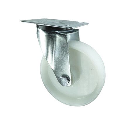 Medium Duty, Castor, 160mm, Unbraked, Swivel, Top Plate, Nylon, White