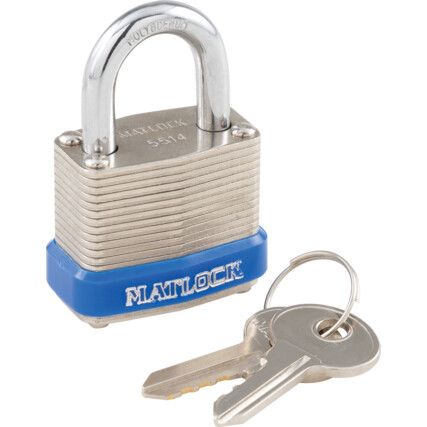 Keyed Padlock, Keyed Different, Steel, Silver, 30mm Width, Weatherproof