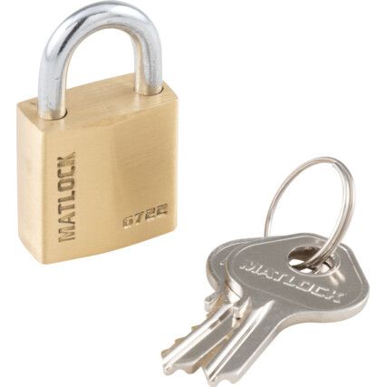 Keyed Padlock, Keyed Different, Brass, Gold, 20mm Width, Weatherproof