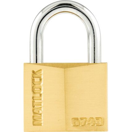 Keyed Padlock, Keyed Different, Brass, Gold, 40mm Width, Weatherproof