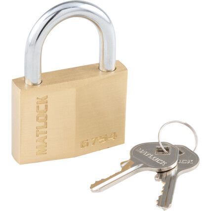 Keyed Padlock, Keyed Different, Brass, Gold, 50mm Width, Weatherproof