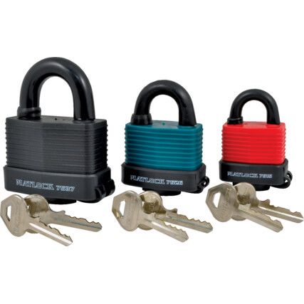 Keyed Padlock, Keyed Different, Steel, Red, 45mm Width, Weatherproof