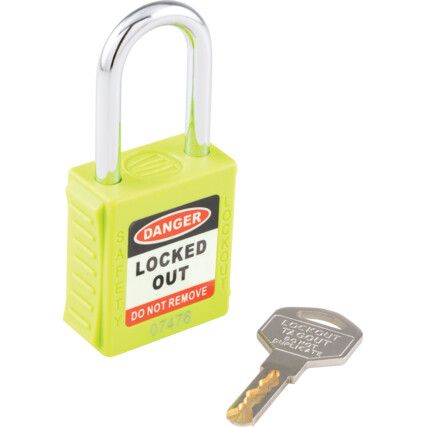 Lockout Keyed Padlock, Keyed Different, Nylon, Green, 42mm Width, Weatherproof