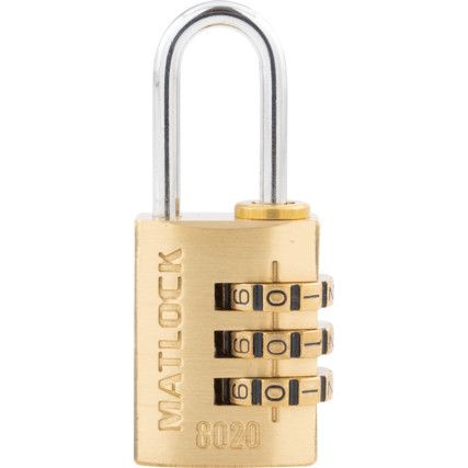 Combination Padlock, Brass, Bronze, 20mm Width, Weatherproof