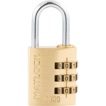 Combination Padlock, Brass, Bronze, 30mm Width, Weatherproof