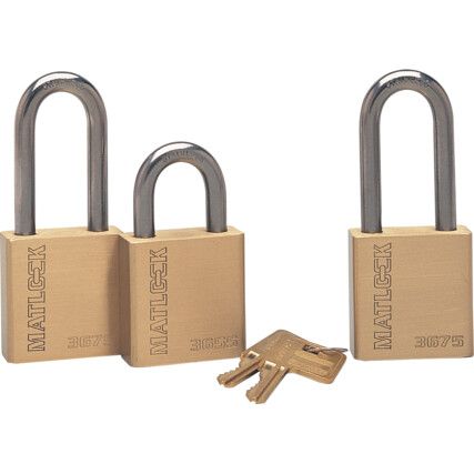 Keyed Padlock, Keyed Different, Brass, Gold, 50mm Width, Weatherproof