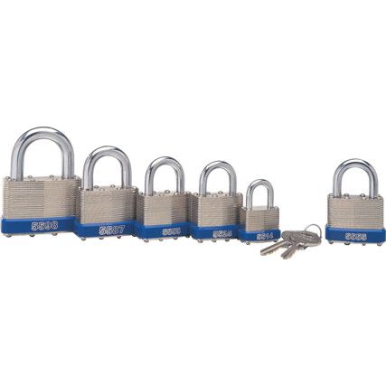 Keyed Padlock, Keyed Different, Steel, Silver, 63mm Width, Weatherproof