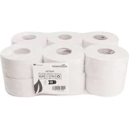 Mini Jumbo Toilet Rolls 90mmx200m (Pack Of 12)