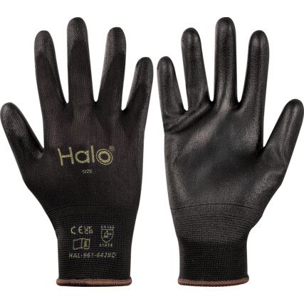 Mechanical Hazard Gloves, Black, Nylon Liner, Polyurethane Coating, EN388: 2016, 4, 1, 4, 1, X, Size 11