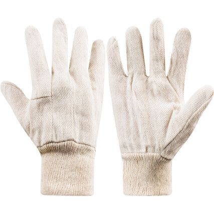 General Handling Gloves, White, Uncoated Coating, Cotton Liner, Size 10