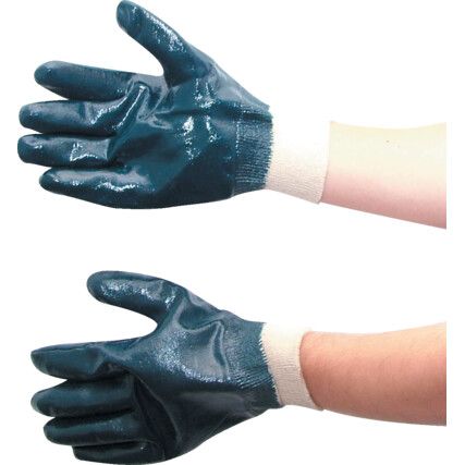 Mechanical Hazard Gloves, Blue, Nitrile Coating, 4, 1, 1, 1, Size 10