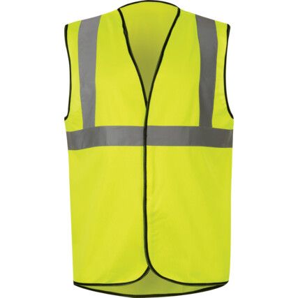 Hi-Vis Vest, Yellow, Medium, Hook & Loop Closure, Polyester