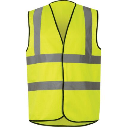 Hi-Vis Vest, Yellow, Medium, Hook & Loop Closure, Polyester