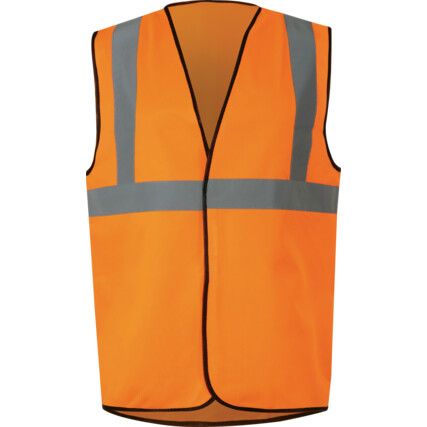 Hi-Vis Vest, Orange, Medium, Hook & Loop Closure, Polyester